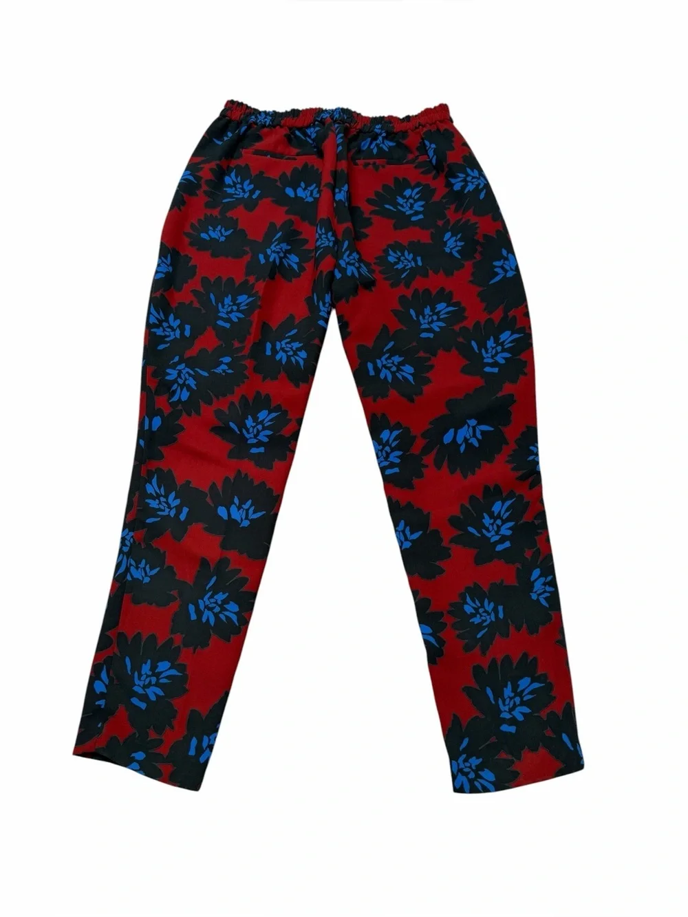 J.Crew Floral Drapey Pull-On Slim Straight Pants Red Blue Size 6